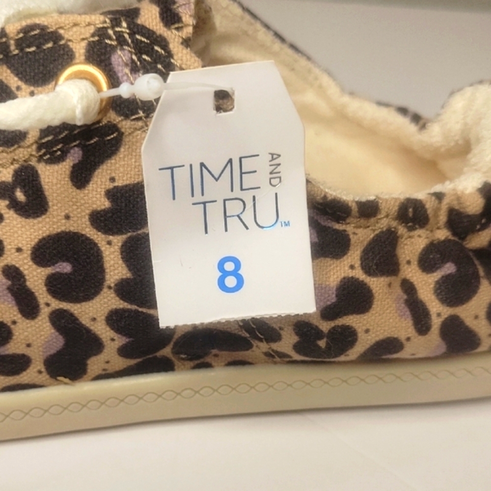Time and Tru Brown and White Sneakers with Leopard Print #10 - Picture 7 of 7